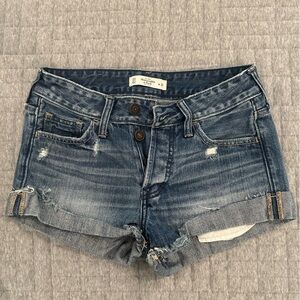 Abercrombie & Fitch Faded Blue Rolled Hem Denim Shorts